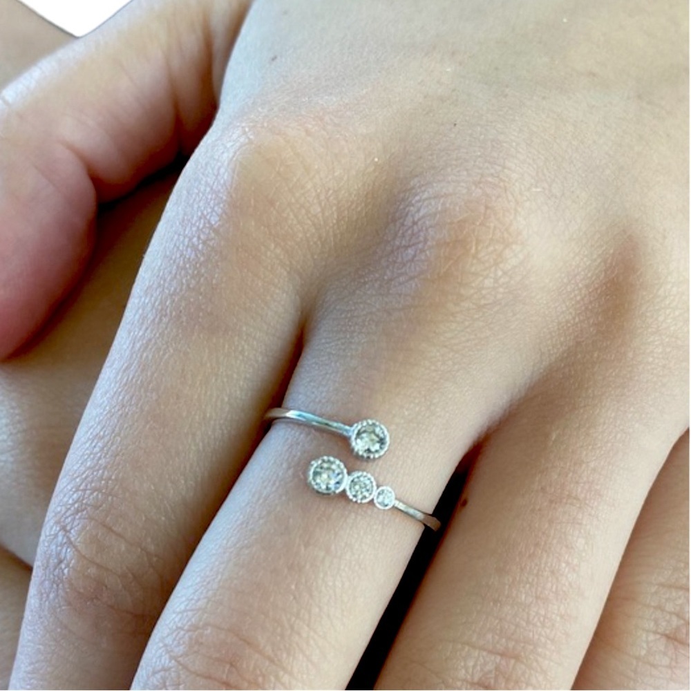 Sterling Silver Adjustable Cz Ring - image 4